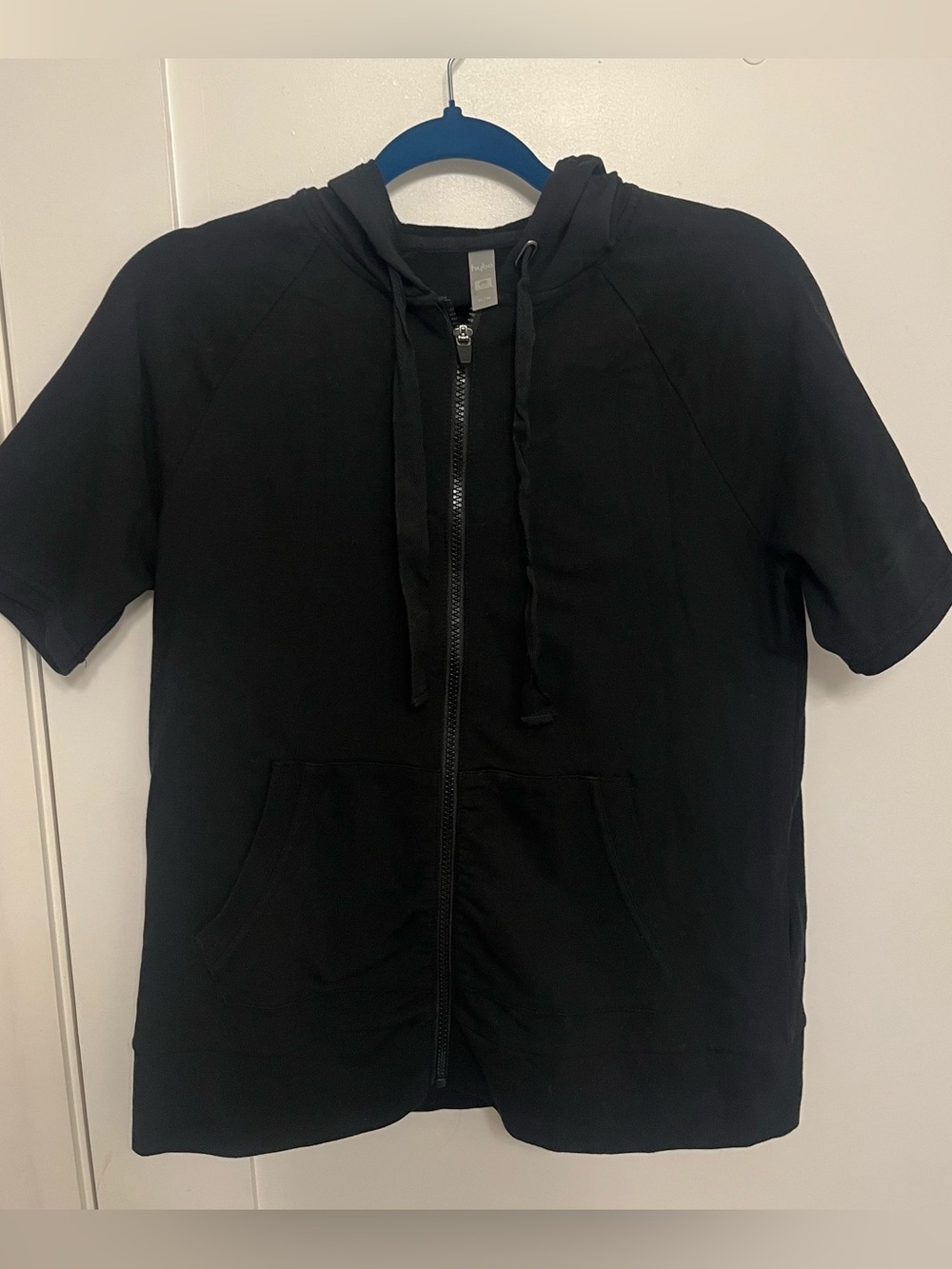 Black Short-Sleeve Zip Hoodie